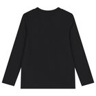 Black Teddy Bear Logo Long Sleeve Top, 2, hi-res