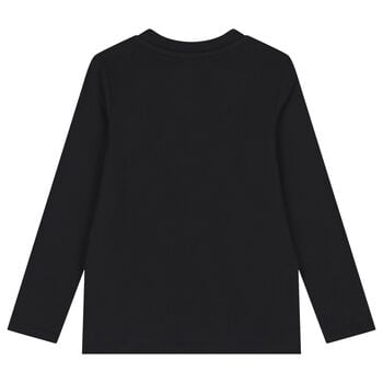Black Teddy Bear Logo Long Sleeve Top