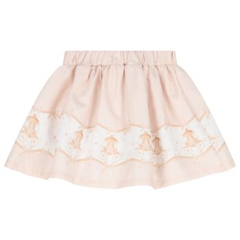 Girls Ivory & Beige Fairy Tale Castle Skirt Set 
