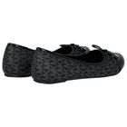 Girls Black Logo Ballerina Shoes, 2, hi-res