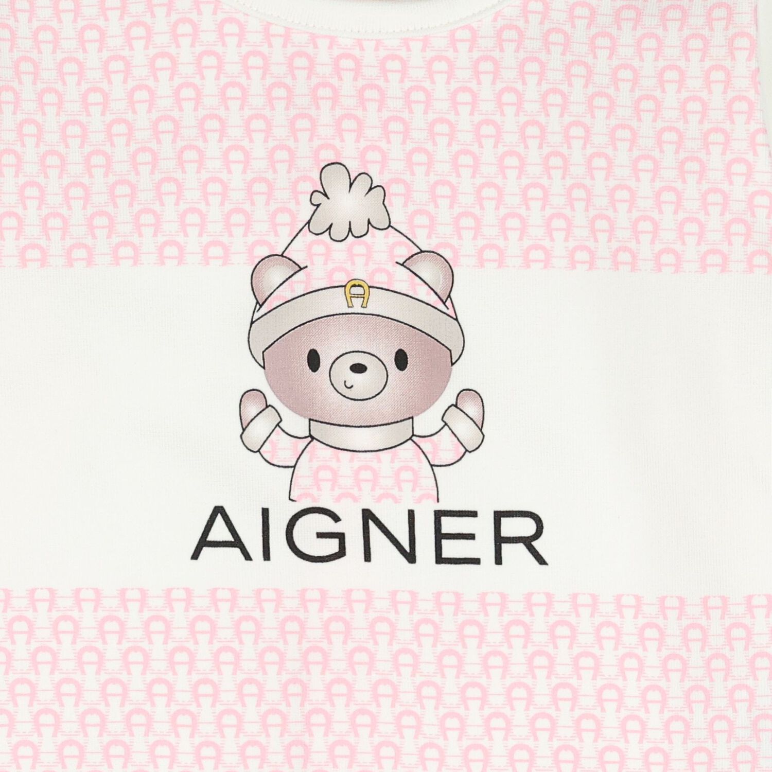 Baby Girls Ivory & Pink Teddy Bear Logo Babygrow, 3, hi-res