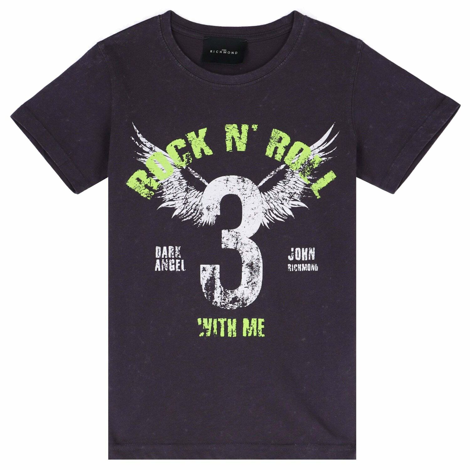 تيشيرت مطبع باللون الرمادي الداكن للاولاد, 1, hi-res