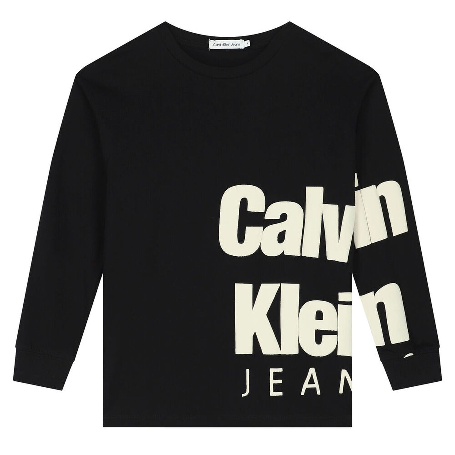 توب أولاد بأكمام بالشعار باللون الأسود, 1, hi-res