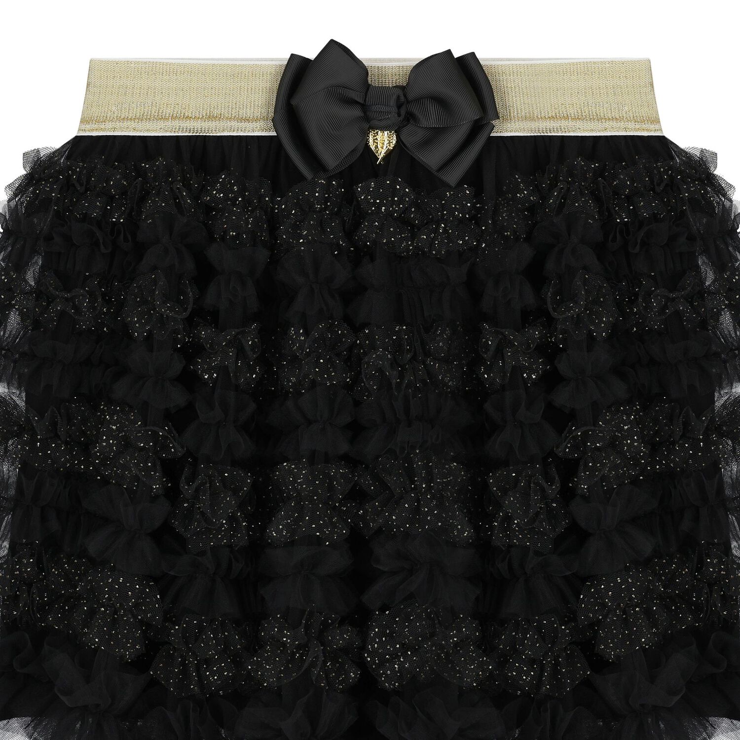 تنورة بنات مزينة بالترتر باللون الأسود والذهبي , 1, hi-res image number null