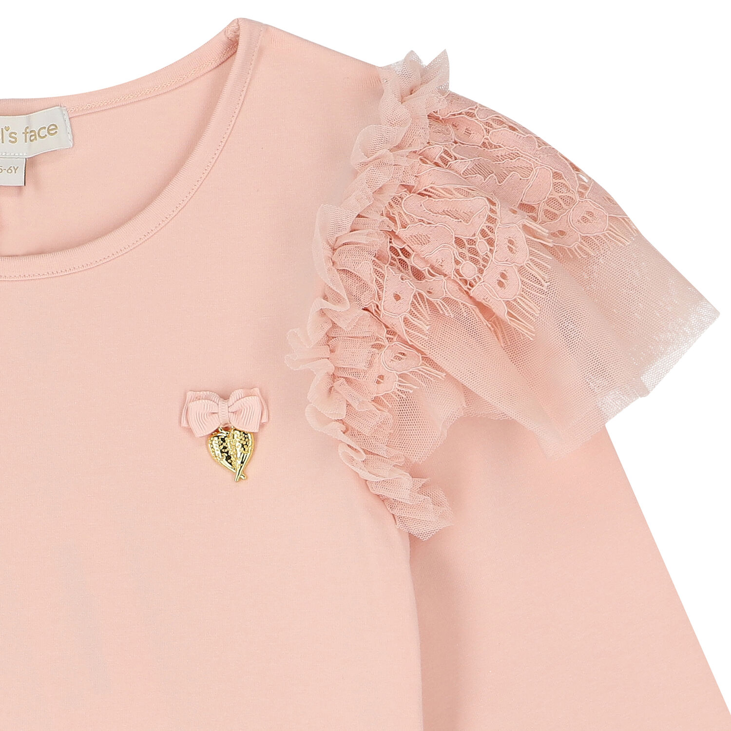 توب بنات بأكمام دانتيل باللون الوردي, 1, hi-res