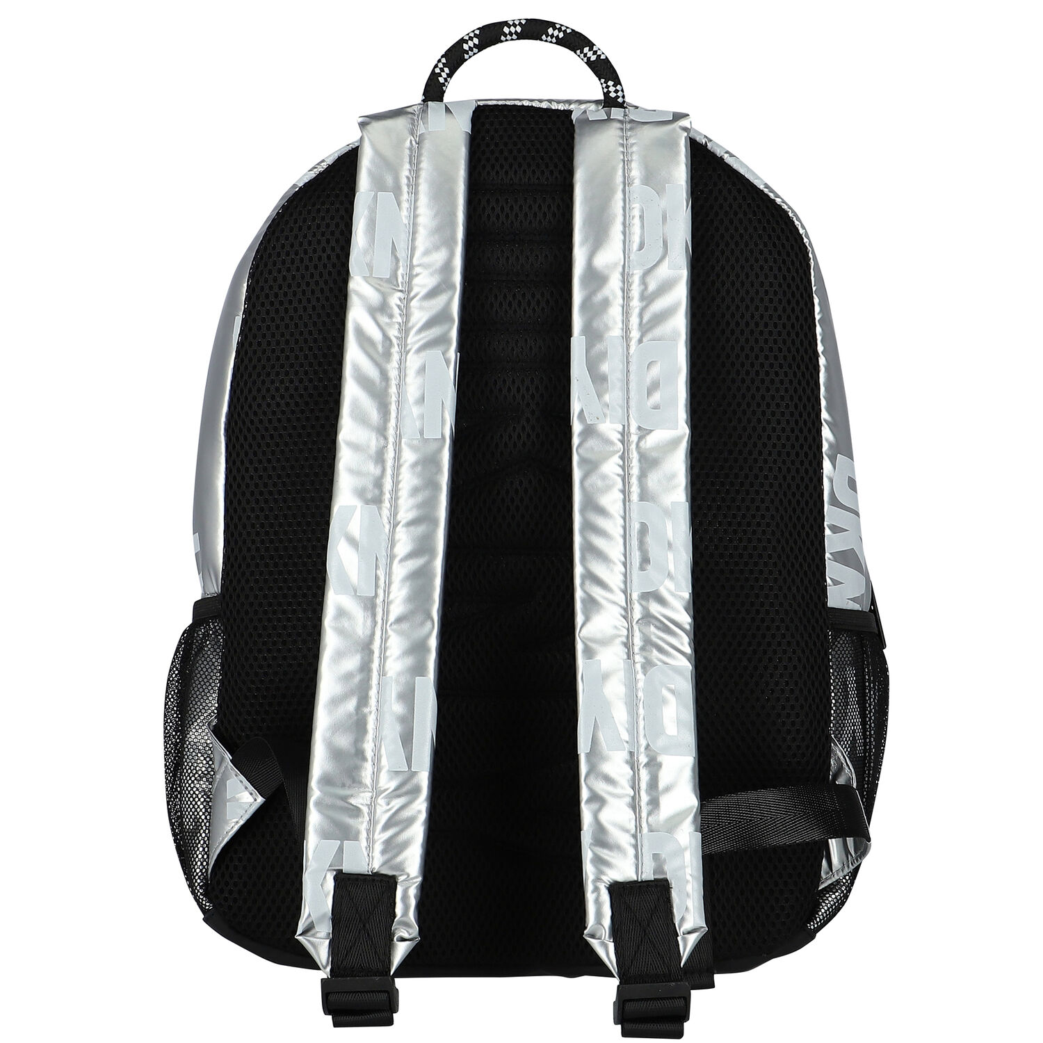 Girls Metallic Silver Logo Backpack, 1, hi-res