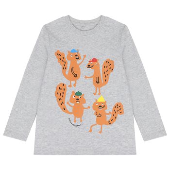 Boys Grey Squirrel Long Sleeve Top
