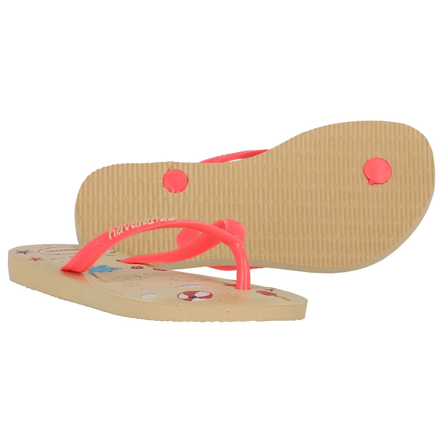Girls Gold Hello Kitty Logo Flip Flops, 1, hi-res image number null