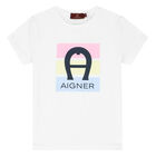 تيشيرت بنات بالشعار باللون الأبيض, 1, hi-res