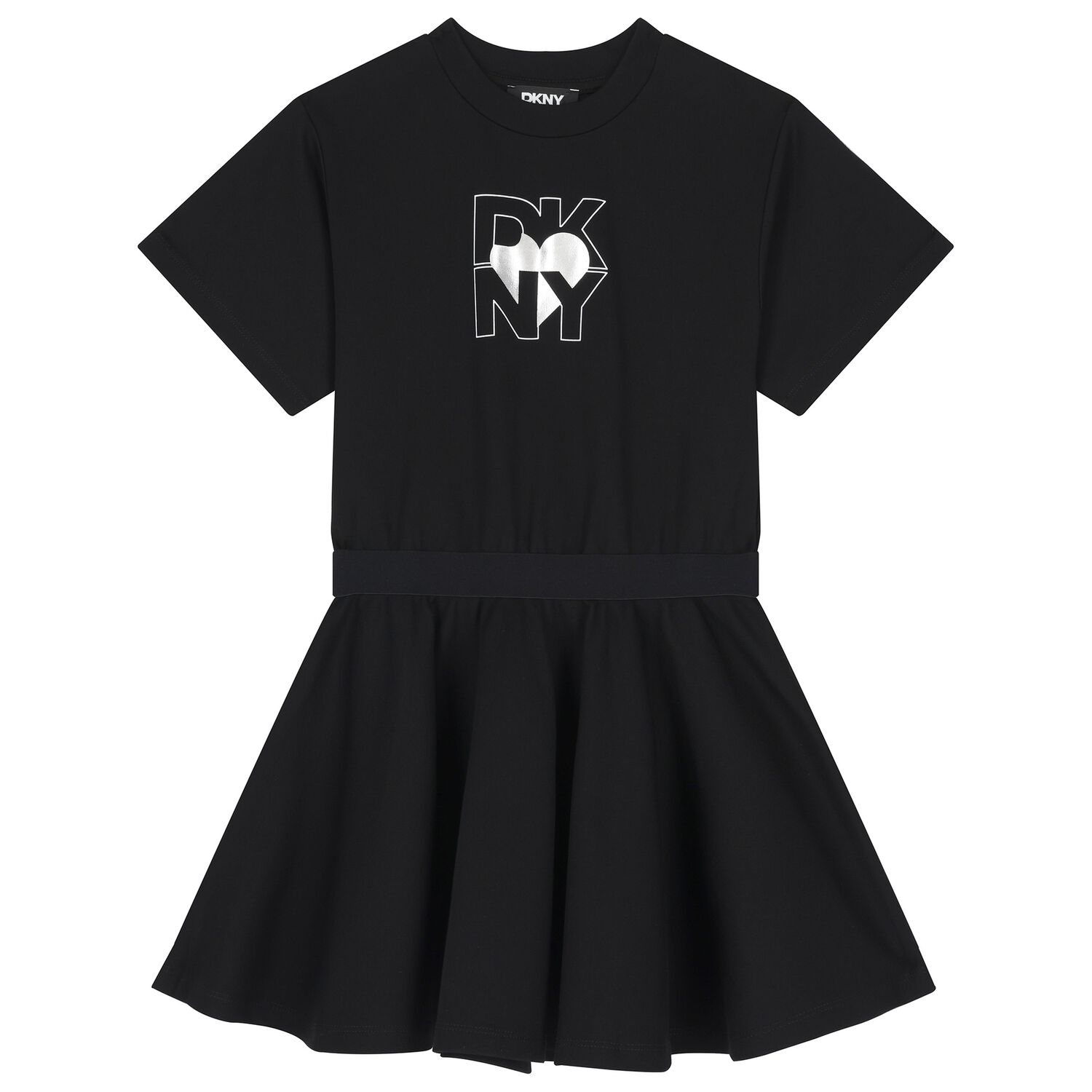 Girls Black Logo Dress, 1, hi-res