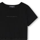 Mini Me Girls Black Logo Rhinestone Dress, 1, hi-res