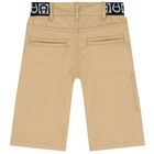 Boys Beige Logo Shorts, 2, hi-res