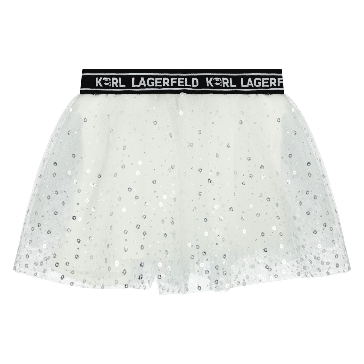 Younger Girls Grey & White Logo Skirt, 1, hi-res