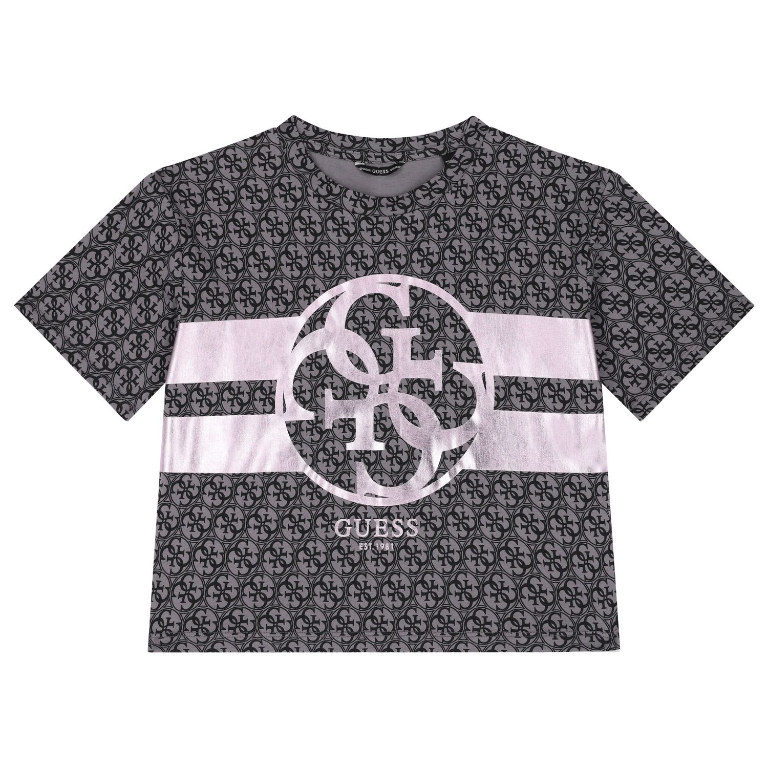 تيشيرت بنات بالشعار باللون الرمادي, 1, hi-res image number null