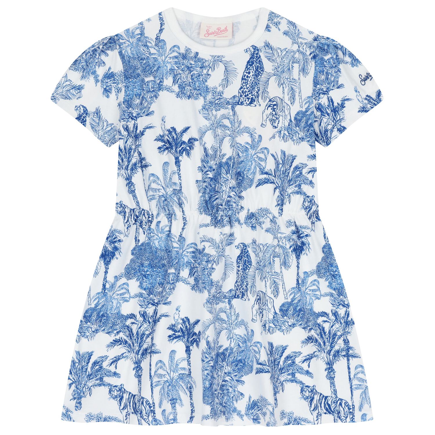 Girls White & Blue Jungle Dress, 1, hi-res