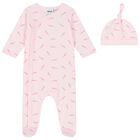 Baby Girls Pink Logo Babygrow Set, 1, hi-res