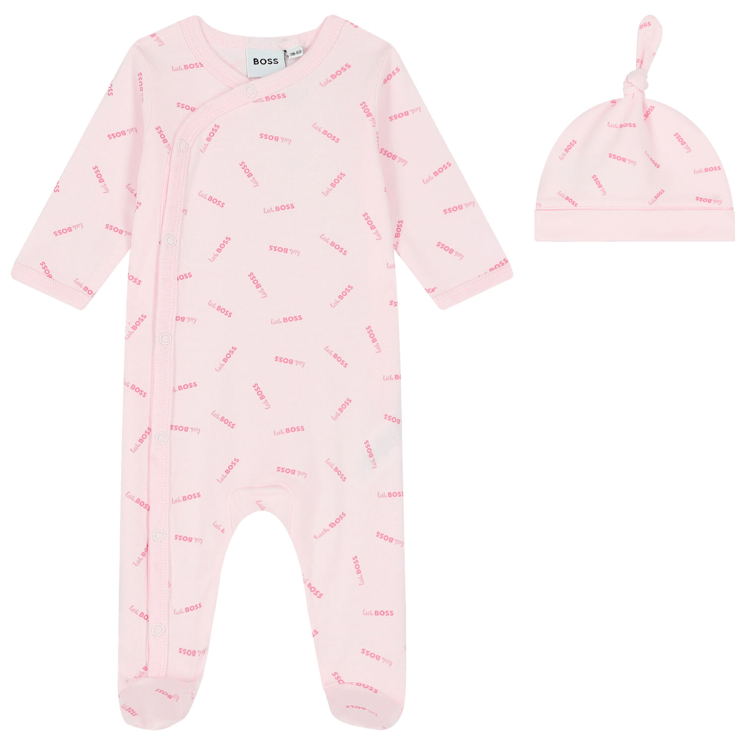 Baby Girls Pink Logo Babygrow Set, 1, hi-res