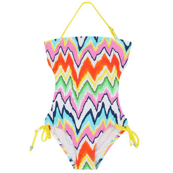 Girls Multi-Colored Zigzag Swimsuit