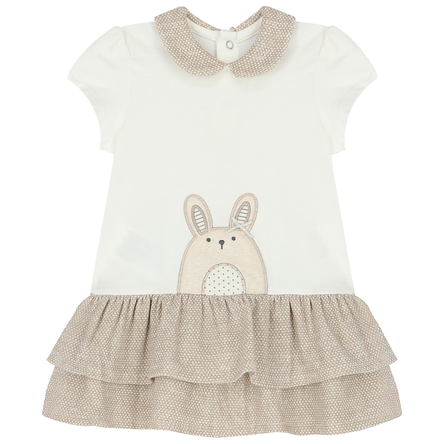 Baby Girls Ivory & Beige Mouse Dress, 1, hi-res