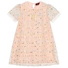 Girls Pink Logo Sequin Dress, 2, hi-res