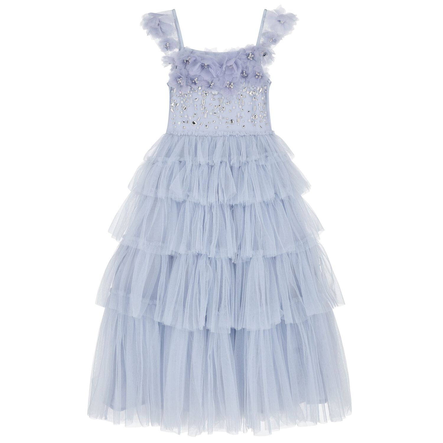 Girls Blue Embellished Tutu Dress, 1, hi-res