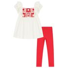 Girls Ivory & Red Leggings Set, 1, hi-res