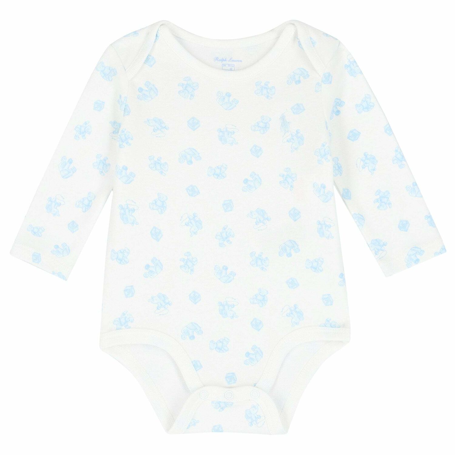 Baby Boys White & Blue Bodysuit, 3, hi-res