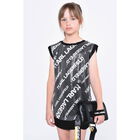Girls Black & White Sequin Logo Dress, 1, hi-res