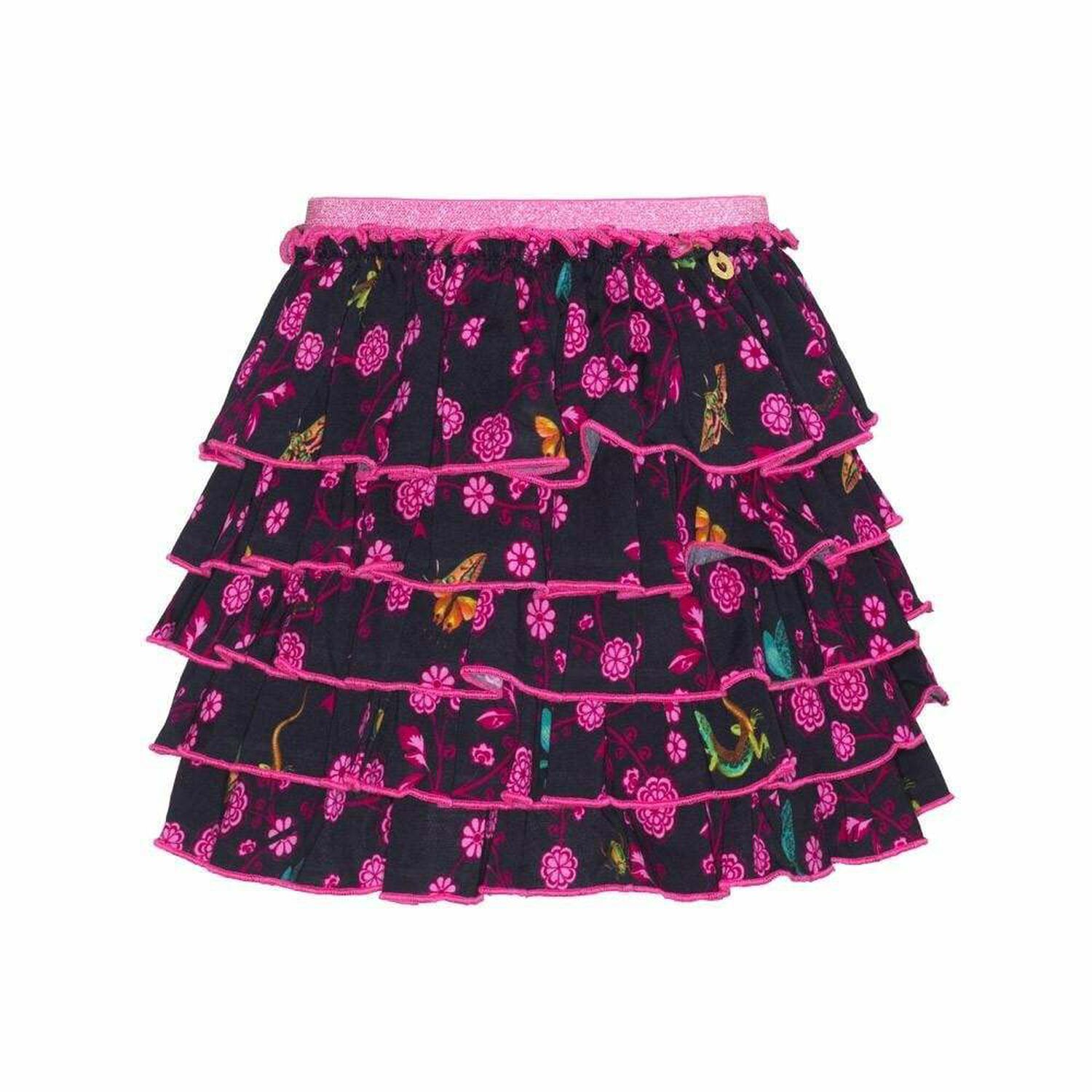 Girls Black & Pink Jersey Skirt, 1, hi-res