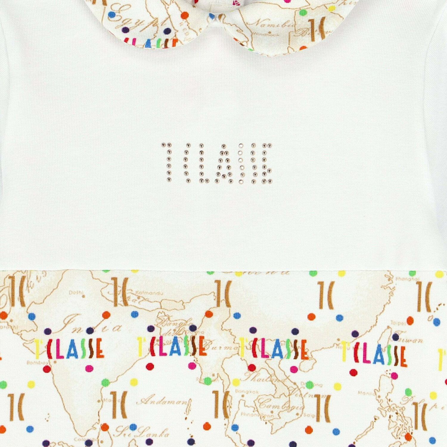 White & Beige Geo Map Babygrow, 1, hi-res