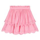 Girls Pink Broderie Anglaise Skirt, 2, hi-res