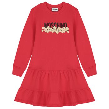 Girls Red Popcorn Logo Dress