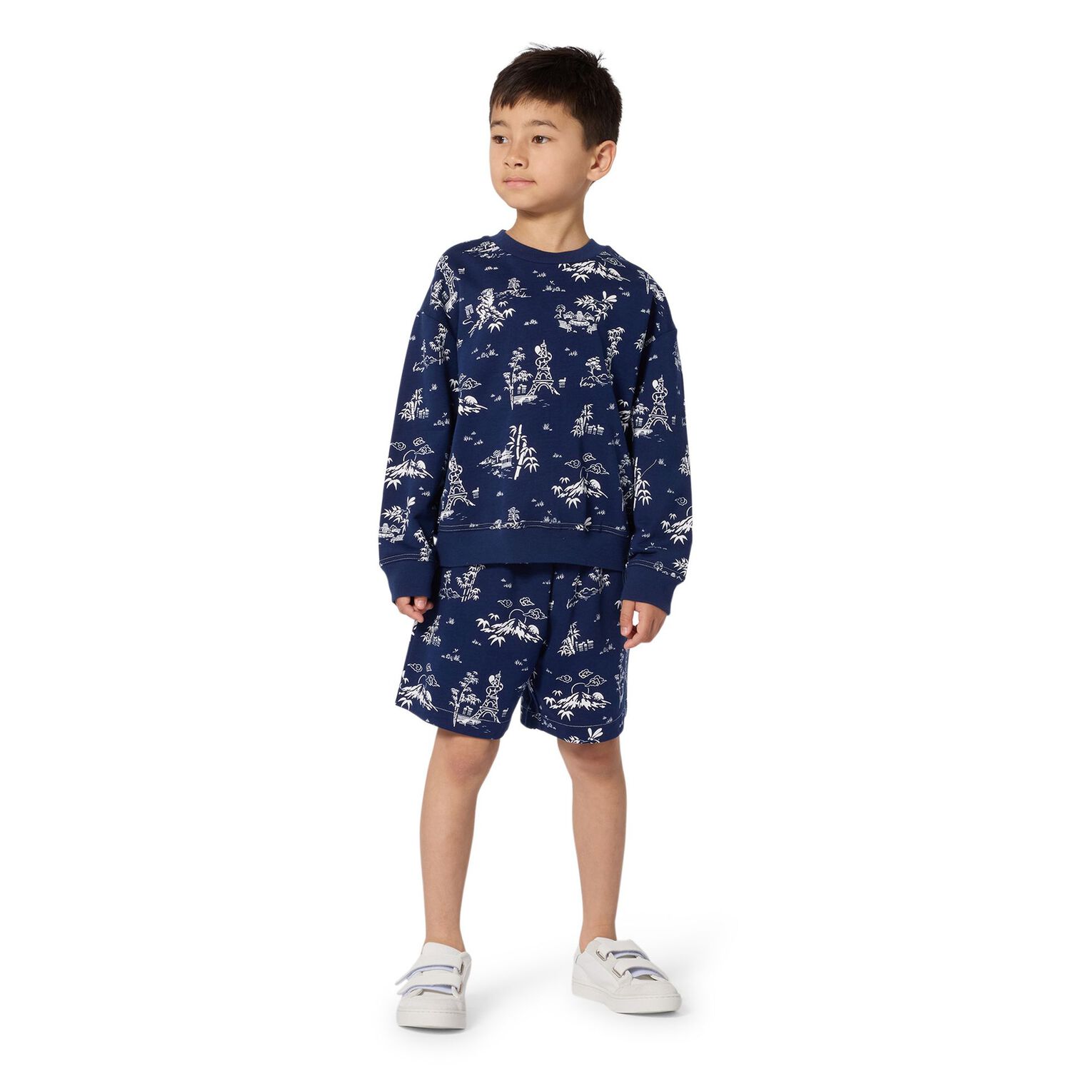 Boys Navy Blue Logo Shorts, 1, hi-res
