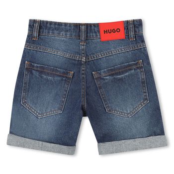 Boys Blue Denim Logo Shorts