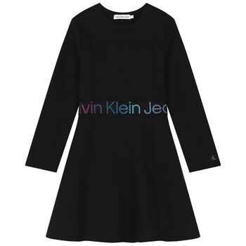 Girls Black Logo Dress