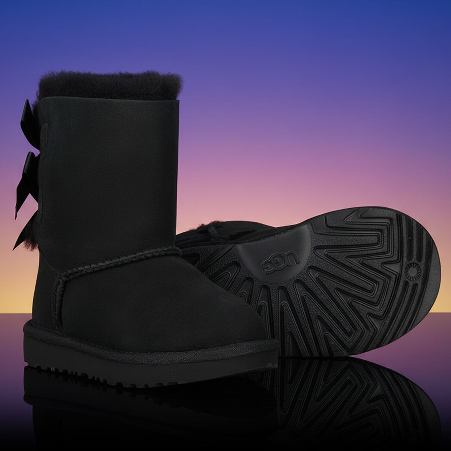 Younger Girls Black Bailey Bow II Suede Boots, 1, hi-res