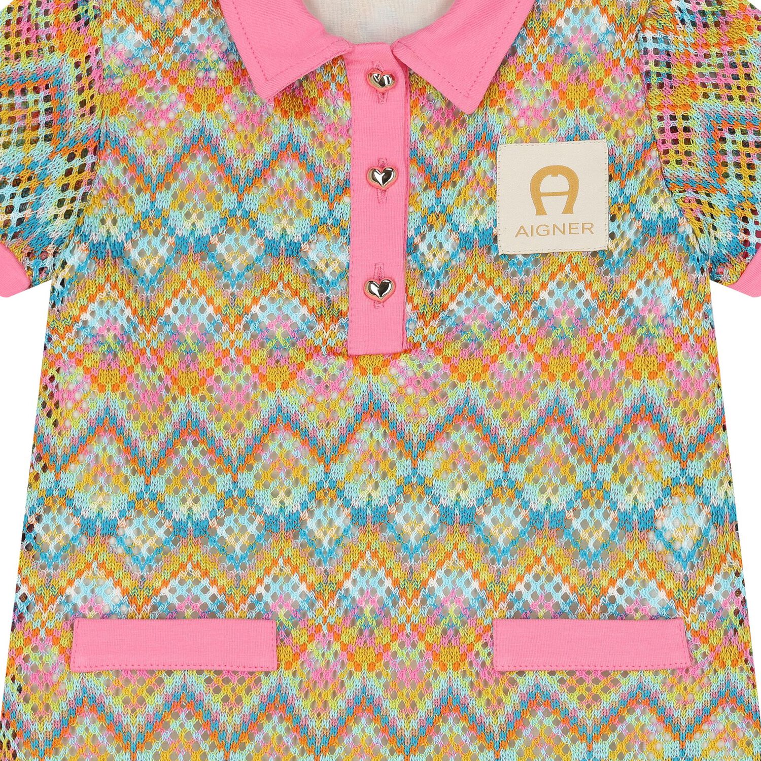 فستان بنات بالشعار بالألوان المتعددة  , 1, hi-res