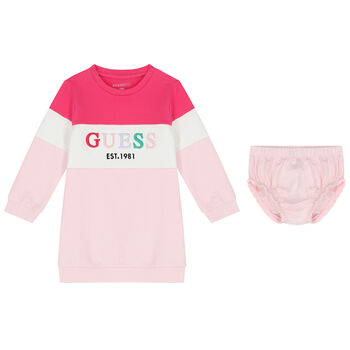 Baby Girls Pink & White Logo Dress Set