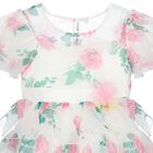 Girls White & Pink Rose Layered Dress, 1, hi-res