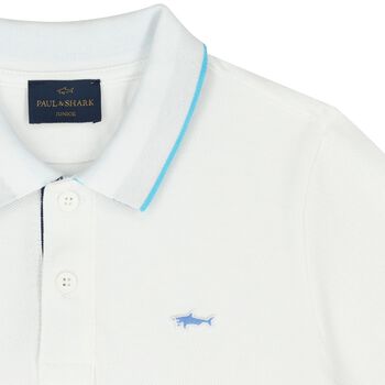 Boys White Logo Polo Shirt