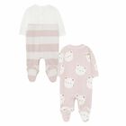 Girls Ivory & Pink Babygrows & Headband (2 Pack), 1, hi-res