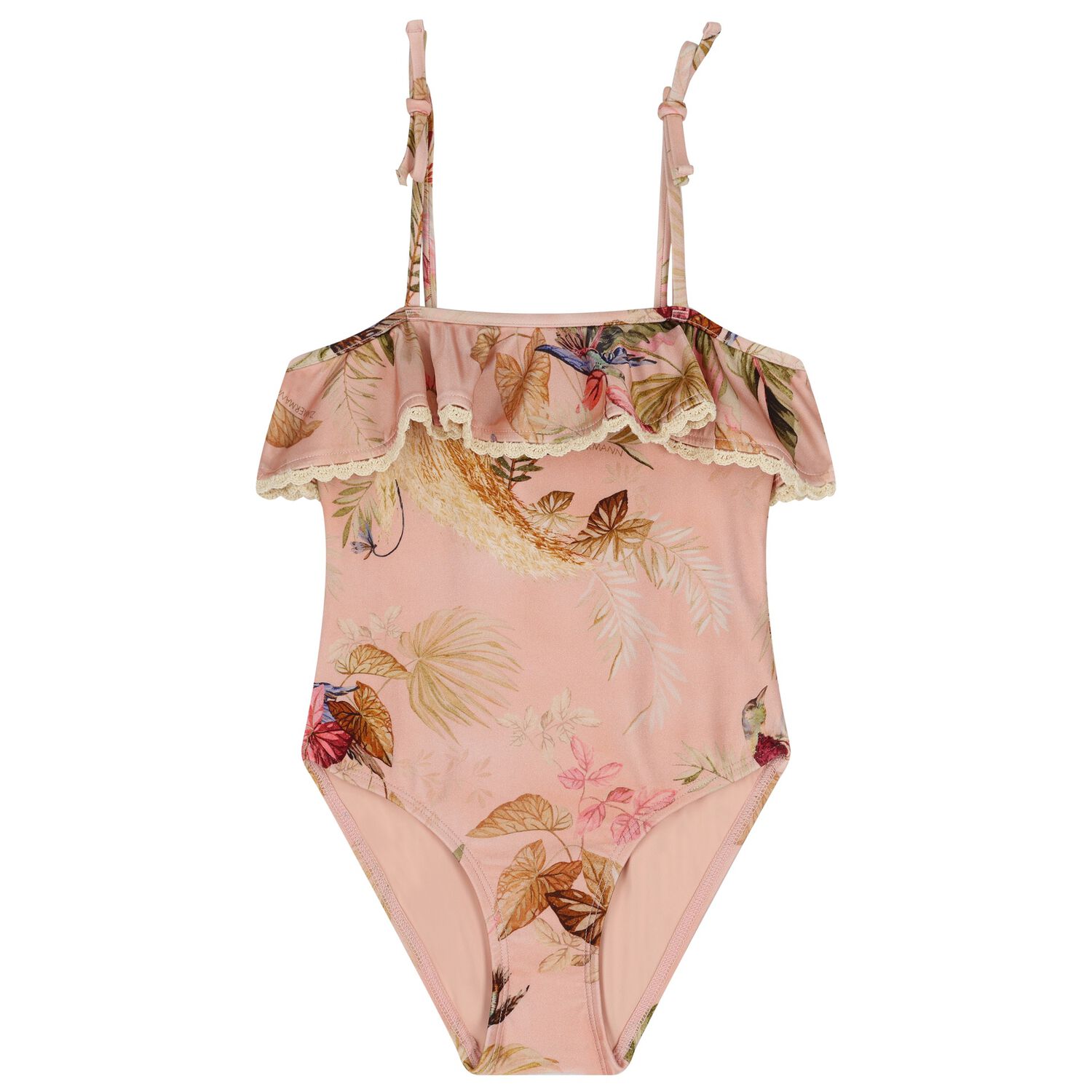 Girls Pink Floral Swimsuit, 1, hi-res