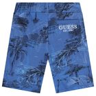 Boys Blue Logo Shorts, 1, hi-res