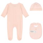 Baby Girls Pink Logo Babygrow Gift Set, 2, hi-res