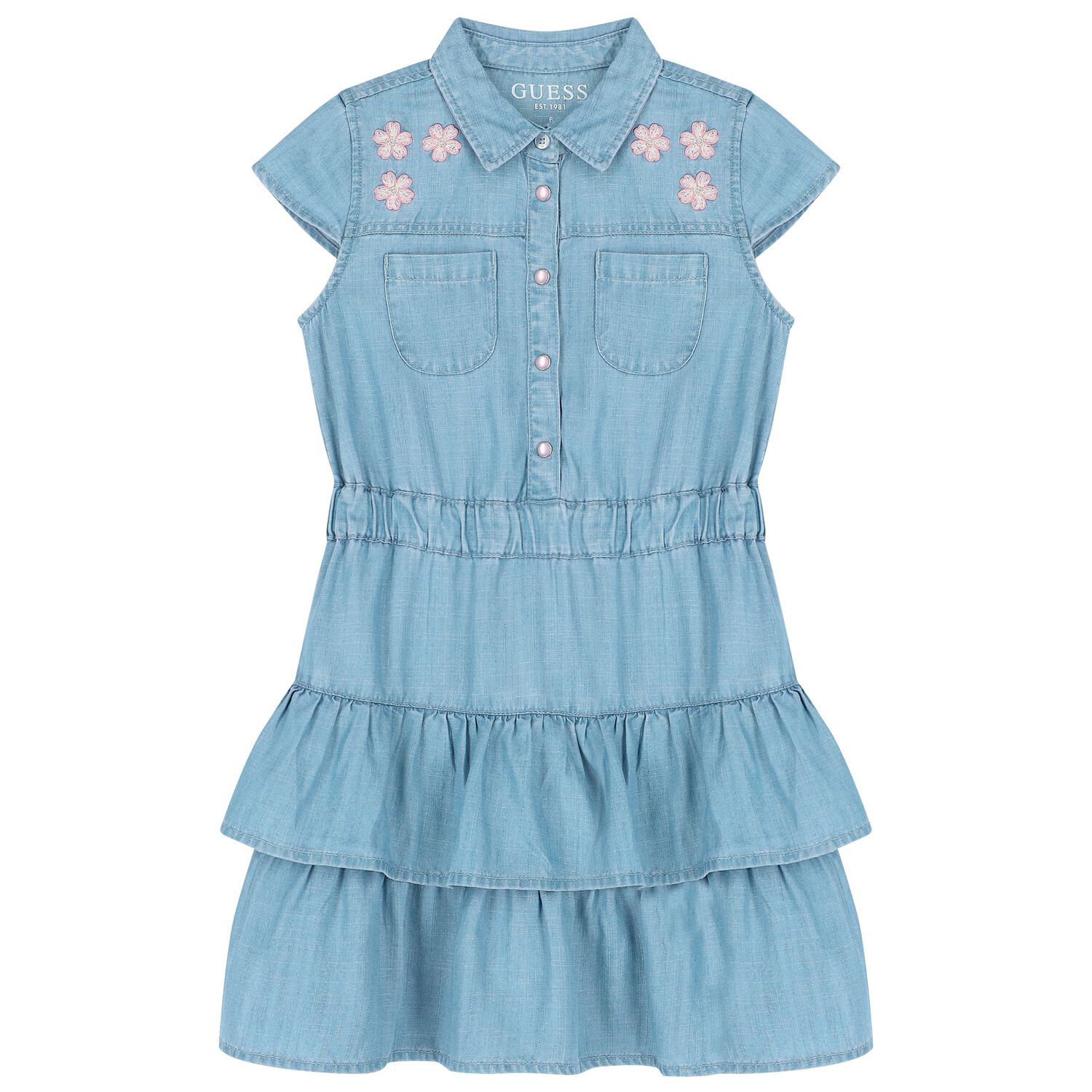 Girls Blue Denim Polo Logo Dress, 1, hi-res image number null