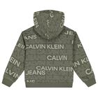 Boys Green Logo Hooded Top, 1, hi-res