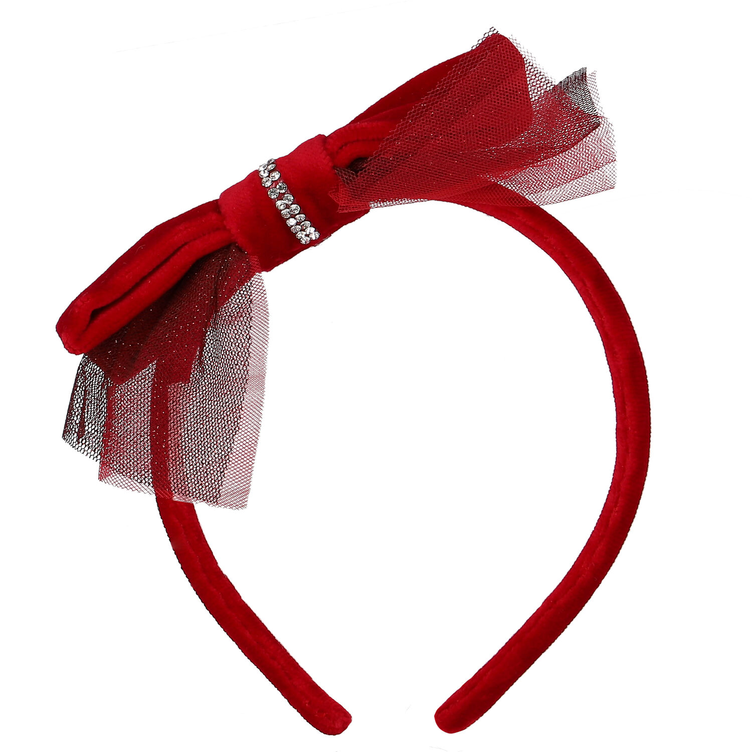 طوق شعر بنات تول بفيونكة باللون الاحمر, 1, hi-res