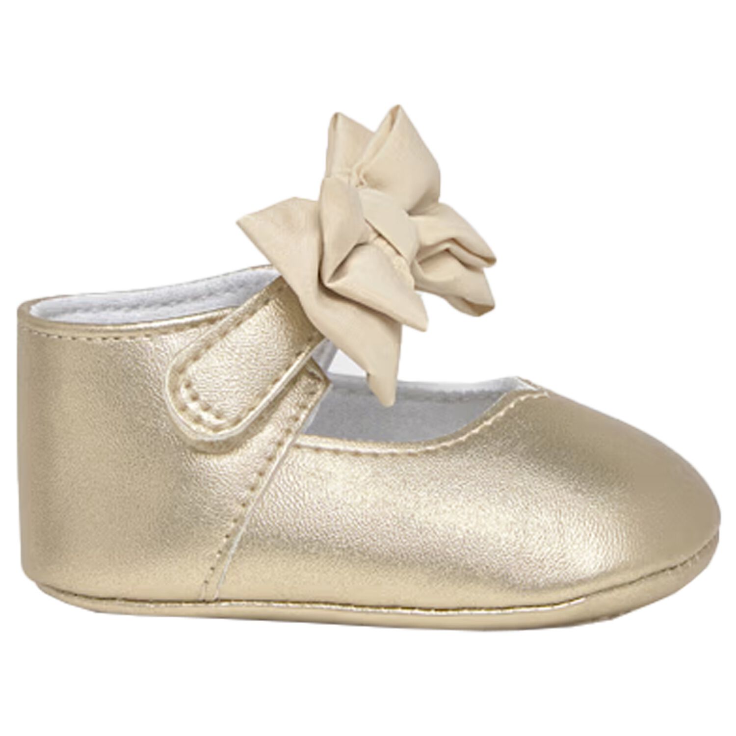Baby Girls Gold Bow Pre Walker Shoes, 1, hi-res