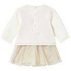 Baby Girls Ivory & Beige Tulle Dress Set, 2, hi-res