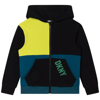 Boys Black, Neon Yellow & Green Logo Zip Up Top